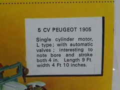 Vintage CITGO Antique CAR COLLECTION #7 1905 5 CV Peugeot Matchbook Model kit