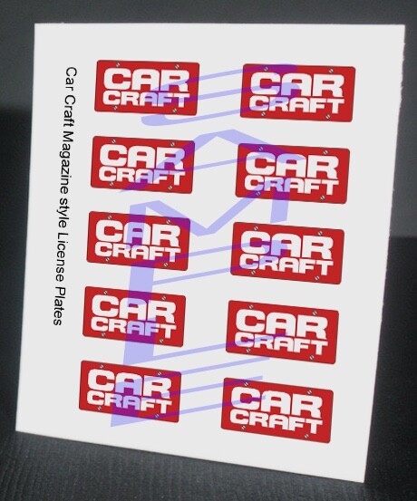 CAR CRAFT MAGAZINE miniature LICENSE PLATES for 1/25 scale MODEL CARS—PLS READ