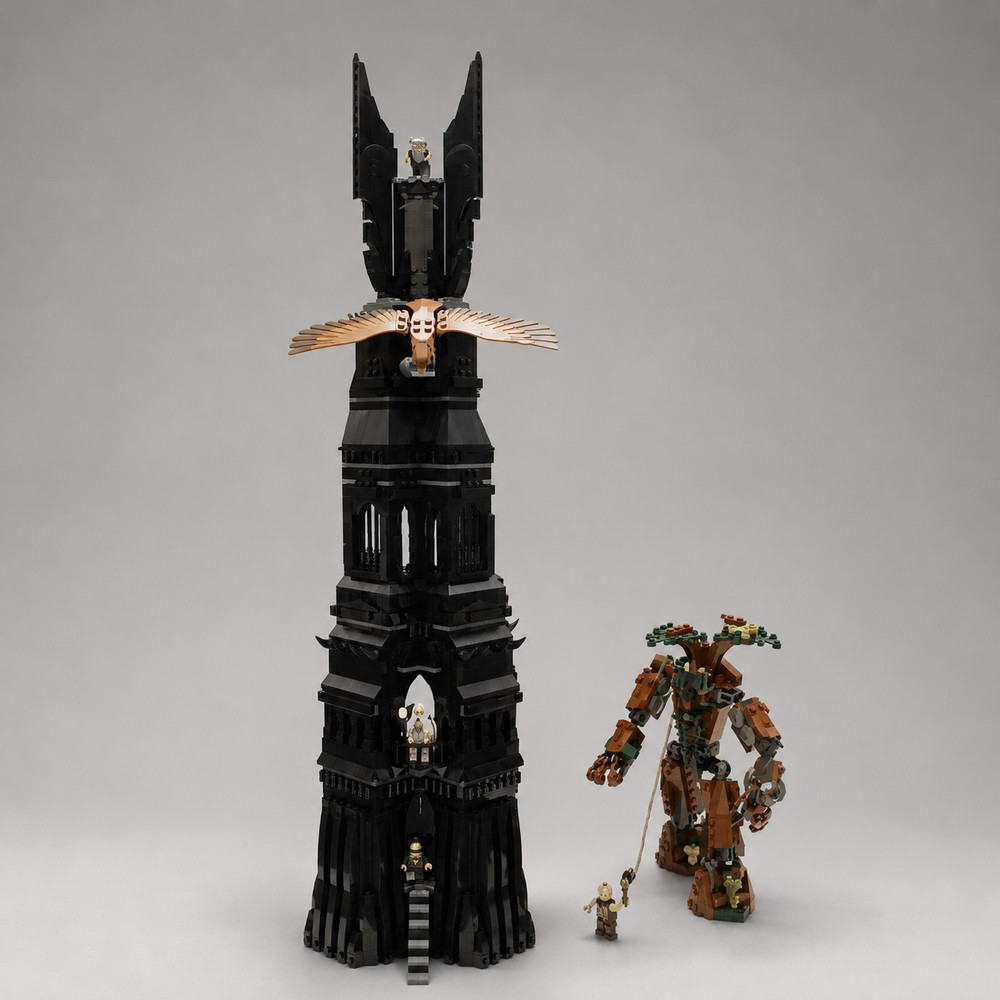 Dark Fantasy Tower Building Set, Gothic Castle Model, Black Fortress Display,