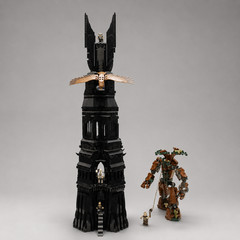 Dark Fantasy Tower Building Set, Gothic Castle Model, Black Fortress Display,
