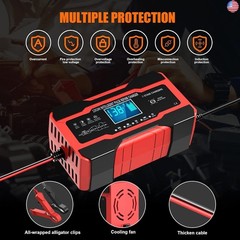 YONHAN Battery Charger 10-Amp 12V and 24V Fully-Automatic Smart Car Battery