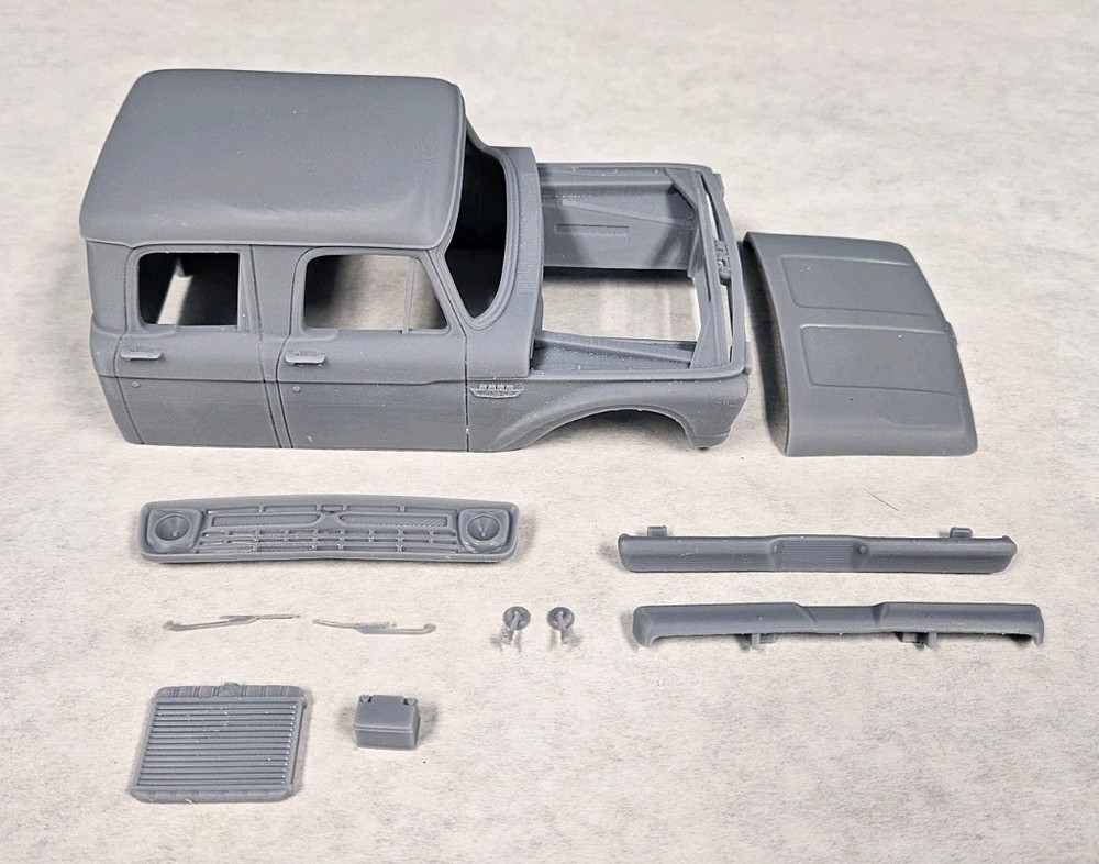 ABS-LIKE RESIN 3D PRINTED 1/25 1966 FORD F-250 CREW CAB PICK UP CAB SET