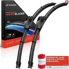 A-Premium Pack of 2 Windshield Wiper Blades with Wear Indicator & Towel –
