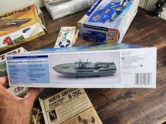 Box of vintage military vehicles models (Lot size 9) Planes Ships Car Tank