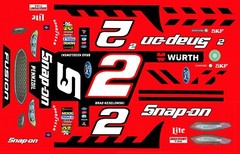 #2 Brad Keselowski Snap On 2018 Ford 1/18th Scale Nascar Waterslide Decals