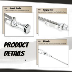 PQY Stainless Flexible Engine Oil Dipstick Compatible with Chevy Big silver