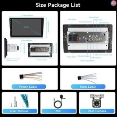 9” Car Stereo Single Din Wireless Carplay Android Auto Touch Screen, Rimoody