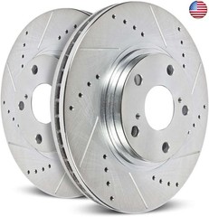 Power Stop Front AR8373 Pair of Drilled and Slotted Brake Rotors For Ford