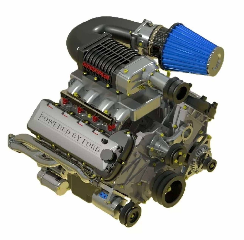1/25 3D Resin Ford Coyote 5.0 Whipple Supercharged Engine W/ Transmission