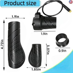 FT76X Half Twist Throttle for EBike – 22.2mm Grip, 12V-72V, Universal 3-Pin W