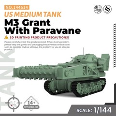SSMODEL SS144514 1/144 Military Model Kit US M3 Grant With Paravane Medium Tank