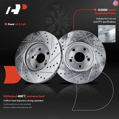 A-Premium 10.83 inch (275mm) Front Drilled and Slotted Disc Brake Rotors +