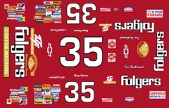 #35 BENNY PARSONS or TIM RICHMOND Folgers Coffee 1/24th – 1/25th Scale Decals