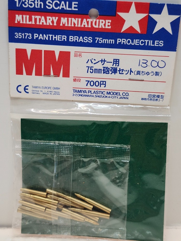 Tamiya 1/35 WW2 German Army Tank Panther Brass AMMO 75mm 35173 Diorama Accessory