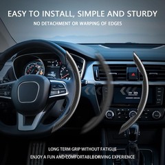 Foan Steering Wheel Covers 3Pcs Carbon Fiber Anti-Skid Clip On Car Steering