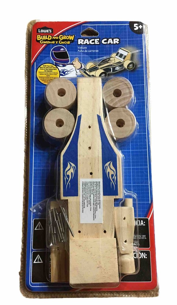 Lowes Build And Grow RACE CAR Pre-Cut Wood DIY Craft Kit 2010 New & Still Sealed