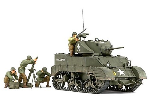 Tamiya US Light Tank M5A1 w/4 Figures – Plastic Model Military Vehicle Kit