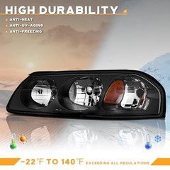 Headlights OE Replacement 1-Clear Lens I Chrome Housing I Amber Reflector