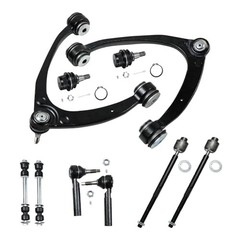 10PCS Front Upper Control Arms with Ball Joint Suspension Kit Tie Rod Ends