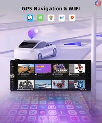 Car Stereo Single Din Wireless Carplay 6.9 inch Touch Screen Android Auto,