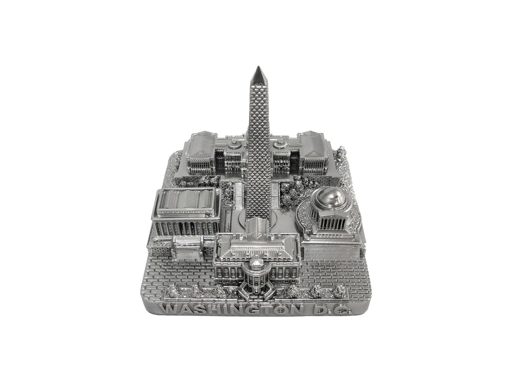 Washington DC Silver Skyline Landmark 3D Model 4 1/2 inches