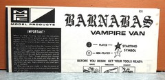 1/25 MPC BARNABAS VAMPIRE VAN # 626 (INSTRUCTIONS ONLY)