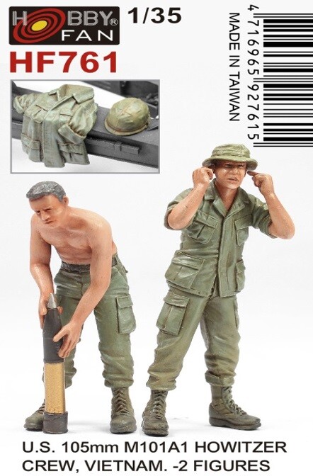 Hobby Fan 1/35 HF-761 US 105mm M101A1 Howitzer Crew (Vietnam War) – 2 Figures