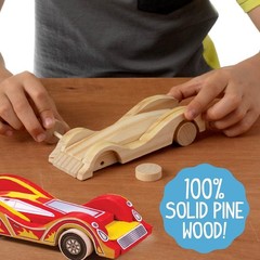 Build & Paint Your Own Wooden Cars: 42-Piece Craft Kit for Fun Creativity