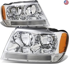 DNA Motoring HL-OH-JGC99-CH-AM Chrome Amber Headlights Assembly Replacement