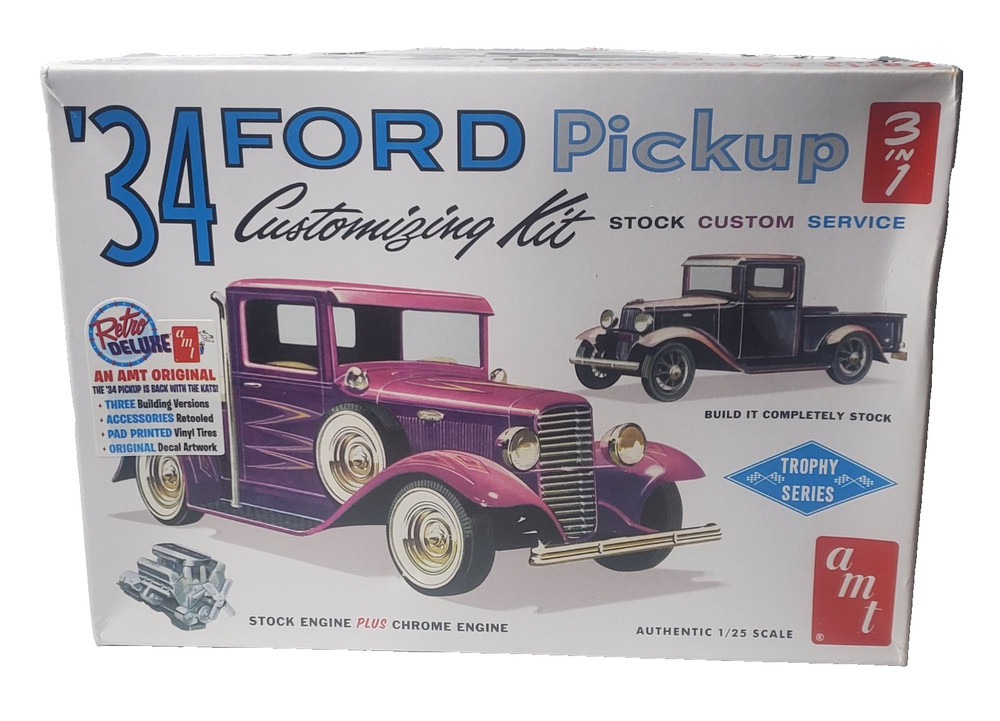 AMT 1:25 1934 Ford Pickup Trophy Series 3-in-1 Kit #1120 – NEW