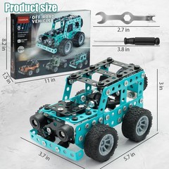 TANMGIN Erector Sets for Boys Age 8-12, Metal Model Car Kits 5.7 inches, Blue