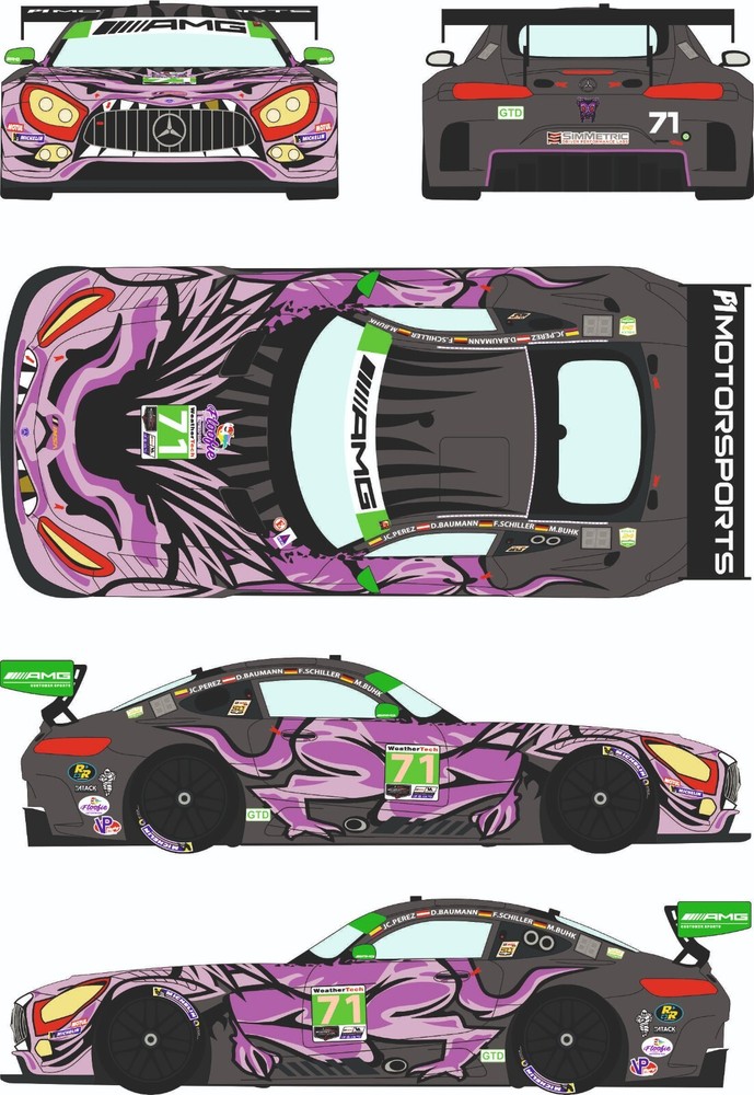 Racing Decals 43 1:24 Scale Merc AMG GT3 #71 Daytona 24Hour 2019 Decal RDE24-025