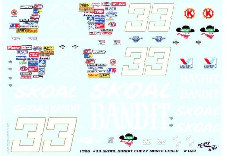 Powerslide 022 #33 Skoal 1986 waterslide decal