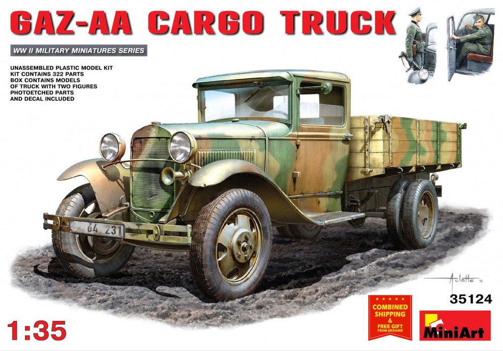 Miniart 35124 – 1/35 Military Car Gaz-AA Cargo Truck USSR Plastic Model Kit