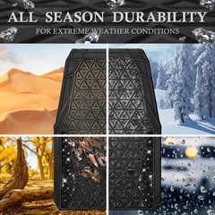 CAR PASS Bling Diamond Car Mats Rubber Floor Mats Full Set Anti-Slip 3D Rhombus