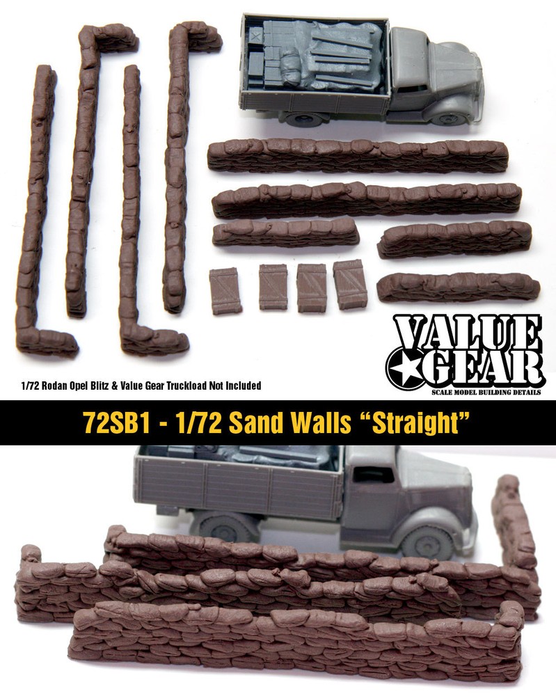 1/72 Sand Bag Walls Set #1 “Straight” – Value Gear War Gaming & Dioramas