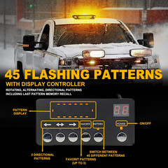 56 LED Amber Rooftop Strobe Beacon Lights Bar W/Controller Magnetic Emergency Tr