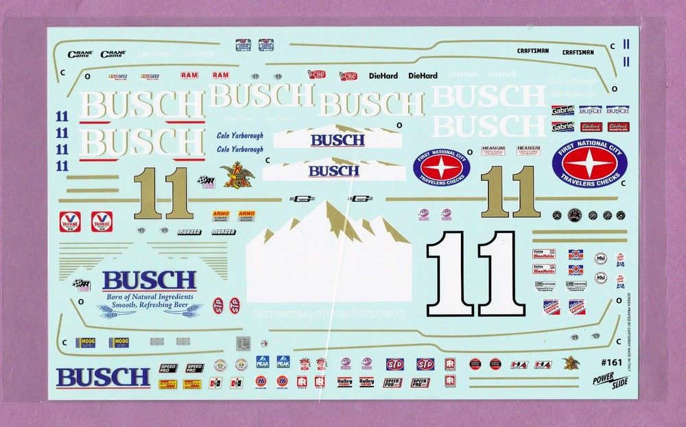 1/25 POWERSLIDE #11 CALE YARBOROUGH BUSCH BEER CHEVY/OLDS NASCAR DECAL #161