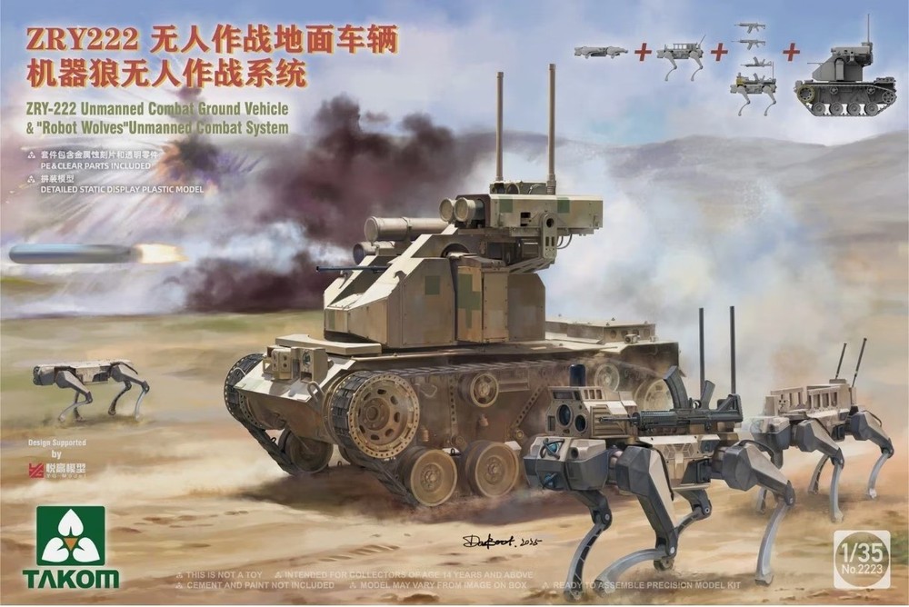 Takom 1/35 ZRY222 Unmanned Combat Ground Vehicle & Robot Wolves Unma #2223 📌USA