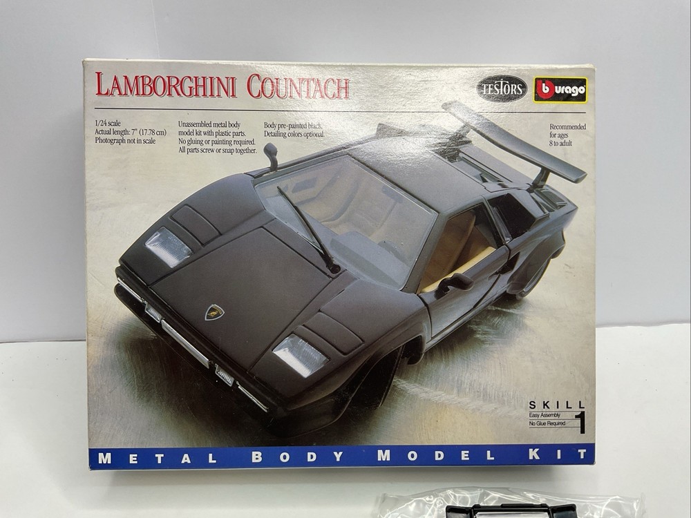 Testors Bburago Lamborghini Countach 1/24 Metal Body Model Kit No 165 Black M15