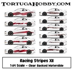 Racing Stripes XII – Clear Waterslide – Various Scale Decals