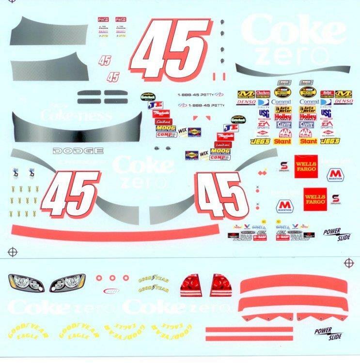 Powerslide #45 Coke Zero 2007 Dodge Kyle Petty 1/24 Nascar decal