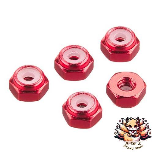 NEW Tamiya Mini 4WD Upgrade Parts No. 493 2mm Aluminum Lock Nuts Red 5 Pieces
