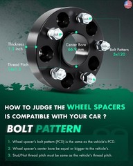 SCITOO 4Pcs Wheel Spacers 1.5″ 5×120 Bore 66.9mm Studs 14×1.5 5Lug Wheel