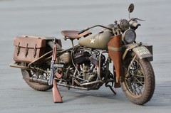WWII Harley-Davidson WLA 750 Pro Built 1:9 Scale Italeri Motorcycle NICE!
