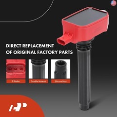 A-Premium Ignition Coil (Red) with 3-Pins and Iridium Spark Plugs Compatible