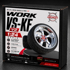 1:24 Work VS-KF V2 18″ Wheels & Tires for JDM Nissan Toyota Honda Mazda BMW