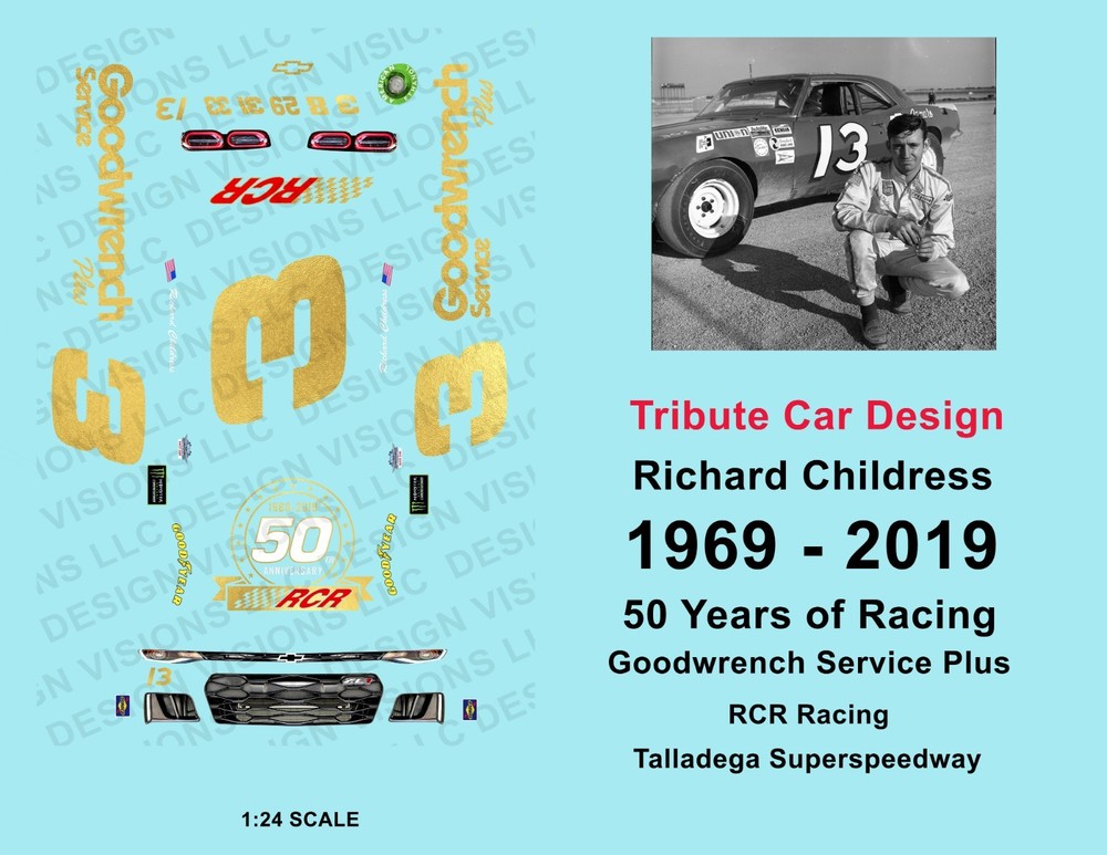1969 to 2019 – RCR Racing – Waterslide Decals 1:24 Scale Tribute Car Design