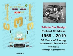 1969 to 2019 – RCR Racing – Waterslide Decals 1:24 Scale Tribute Car Design