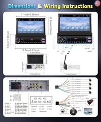 7 inch Single Din Flip Out IPS Touchscreen Car Stereo, 1 Din Car Stereo with
